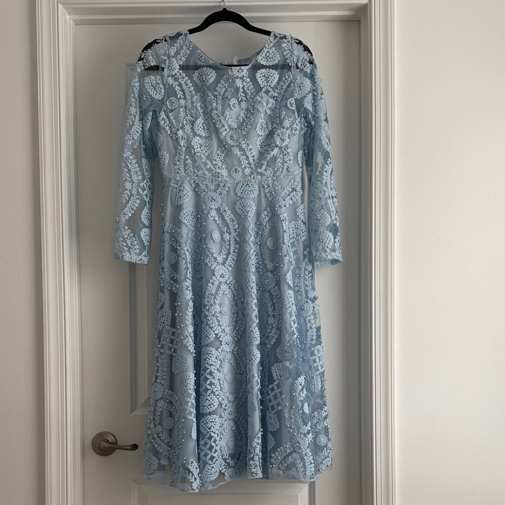 Elegant Lace Blue Dress